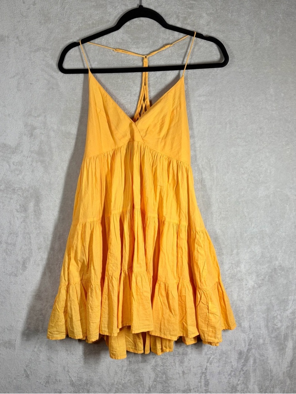 Urban Outfitters Strappy Babydoll Mini Dress Size S‎ Orange Tiered Lightweight